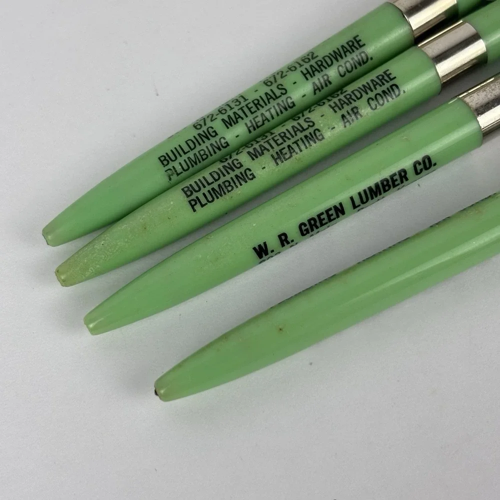 W. R. Green Lumber Co. Mechanical Pens (4) Gold Bond Promotional VTG Pratt, KS
